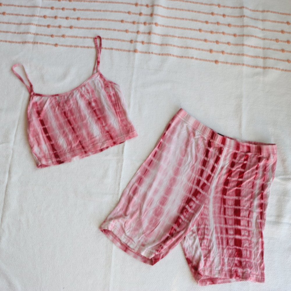tie dye biker shorts + crop tank set